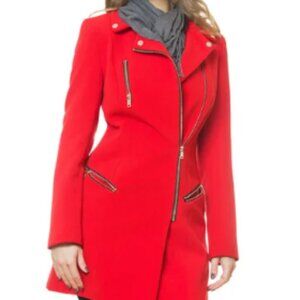 F&F Red Asymmetrical Zip Coat Women’s Long Jacket